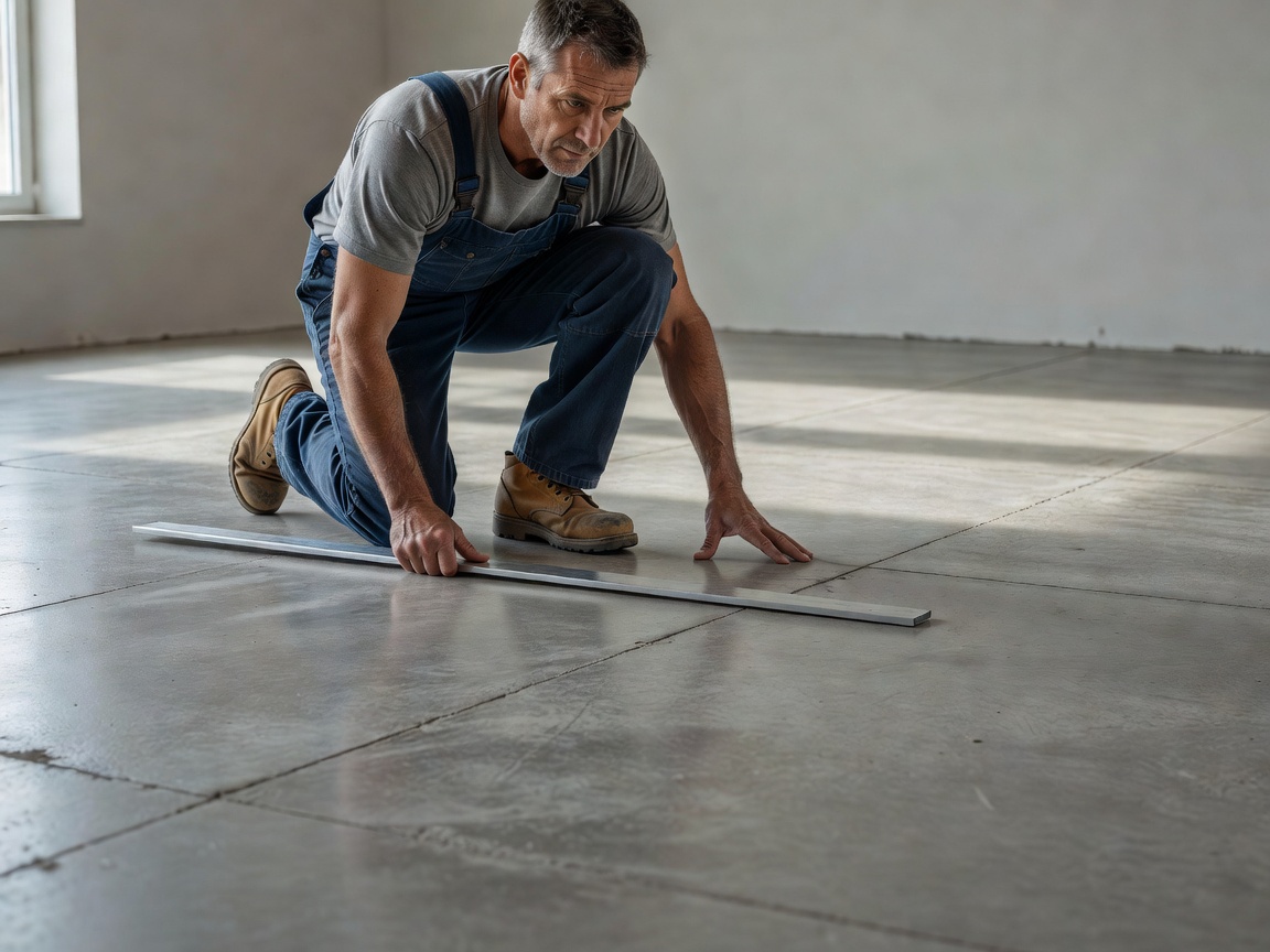 Flooring professional checking a clean prepared subfloor