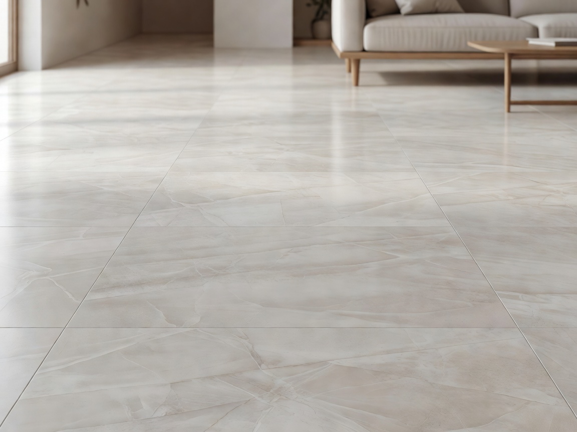 Porcelain tile flooring in a genuine home interior