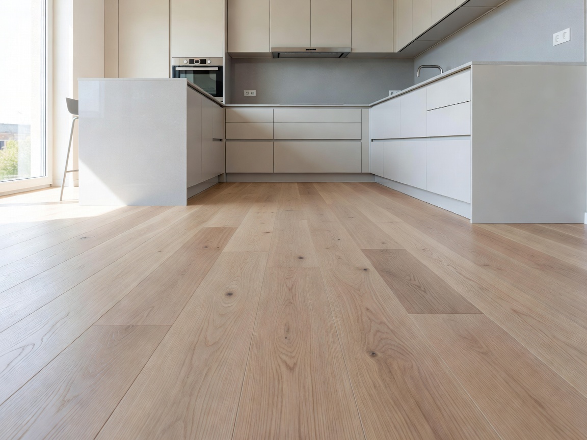 Vinyl flooring visible in a genuine modern kitchen